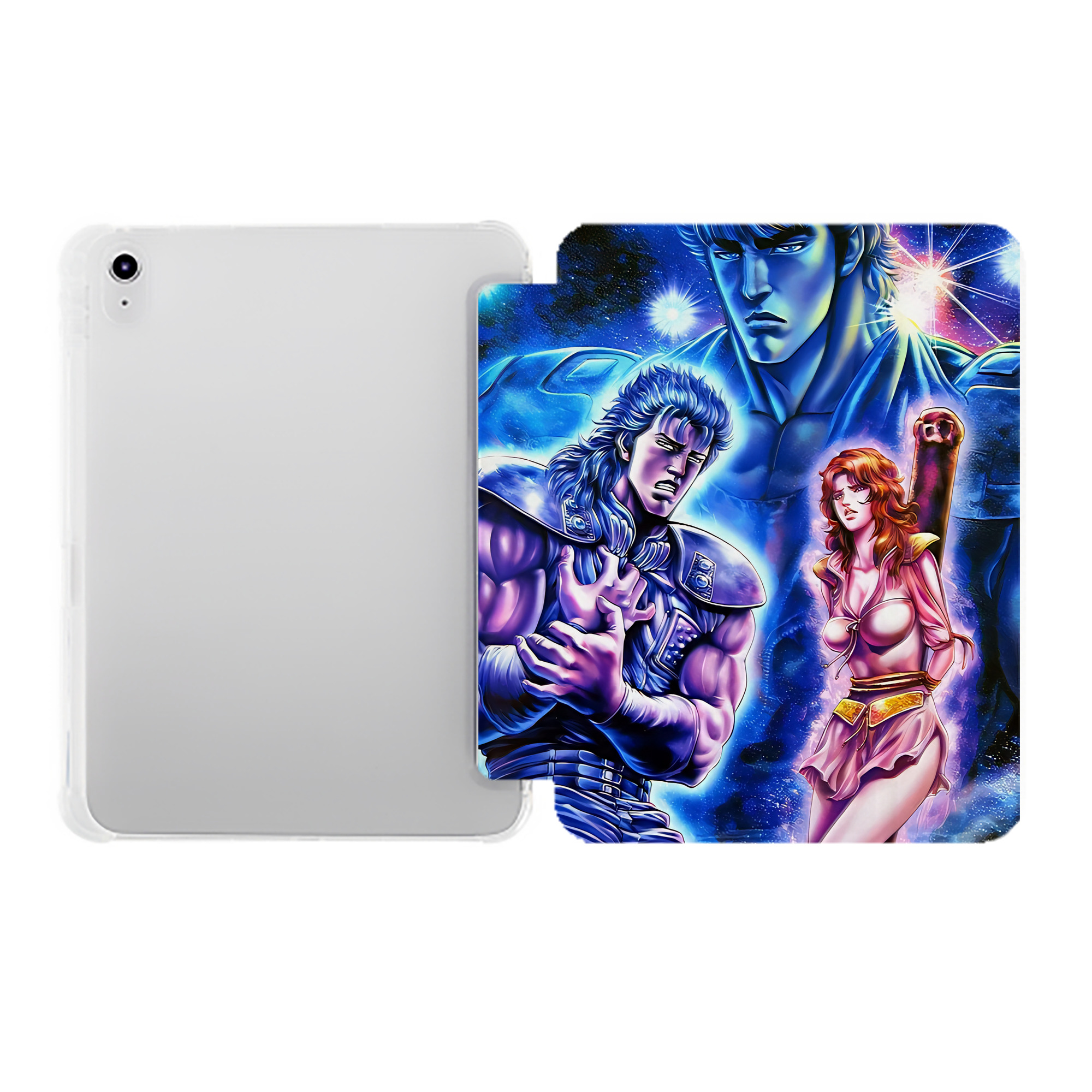 （画像用） 北斗の拳 Fist of the North Star IPad ケース ペン収納付き 三つ折りスタンド PUレザー×シリコン 対応機種9.5/10.5/10.9インチ